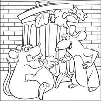 Раскраски с героями из мультфильма Рататуй (Ratatouille) - брат ест из помойки