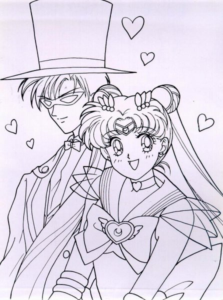 Раскраски с Сейлор Мун (Sailor Moon)  и ее друзьями