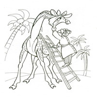 Раскраски с персонажами Айболит -  жираф