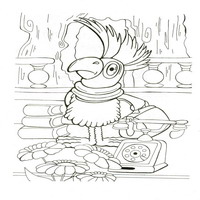 Раскраски с персонажами Айболит -  попугай