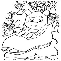 Раскраски с персонажами Котенок Гав -  старый ботинок