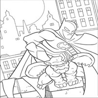 Раскраски с Бэтмэном (Batman) - Бэтмэн на форе города