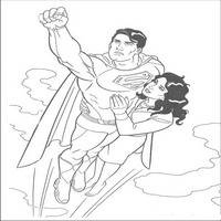 Раскраски с Супермэном (Superman) - полёт с девушкой