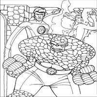 Раскраски с Фантастической четверкой (Fantastic Four) - Существо, Мистер Фантастик и Человек-факел 