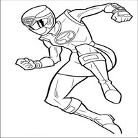 Раскраски с героями Могучими ренджерами (Power Rangers) - удар в прыжке