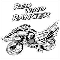 Раскраски с героями Могучими ренджерами (Power Rangers) - красный мотоцикл