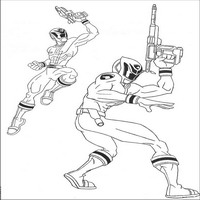 Раскраски с героями Могучими ренджерами (Power Rangers) - оружие на изготове