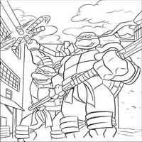 Раскраски с Черепашками-ниндзя (Teenage Mutant Ninja Turtles, TMNT) - ниндзя в городе