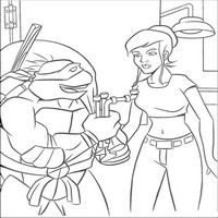 Раскраски с Черепашками-ниндзя (Teenage Mutant Ninja Turtles, TMNT) - черепашка с девушкой