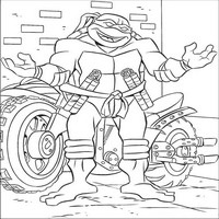 Раскраски с Черепашками-ниндзя (Teenage Mutant Ninja Turtles, TMNT) - черепашка с мотоциклом