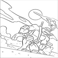 Раскраски с Черепашками-ниндзя (Teenage Mutant Ninja Turtles, TMNT) - черепашка готовится к бою