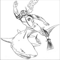 Раскраски с Экшн Мэном (Action Man) - верхом на акуле